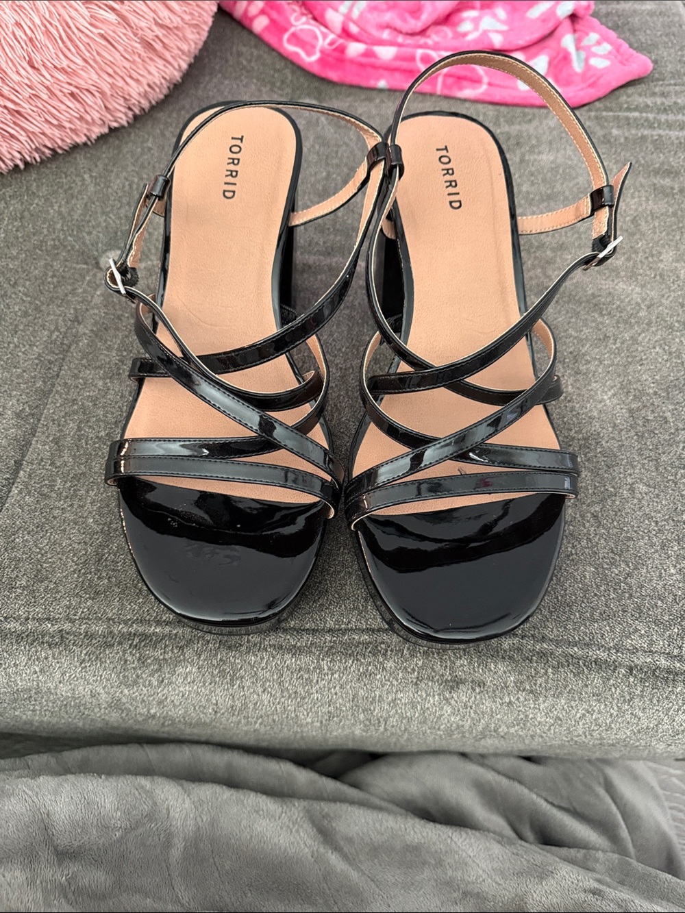 torrid Black Patent Strappy Slingback Sandals